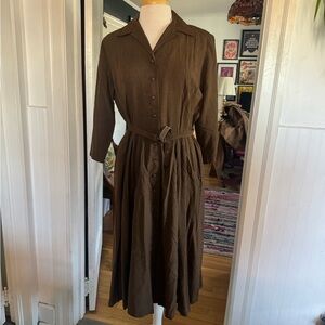True Vintage 1950s Brown Shirtwaist Dress